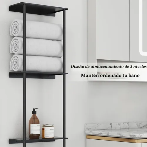 Vista 2 de Bethom Towel Racks for Bathroom, 3Tier Towel Storage Organizer, Matte Black Black-a
