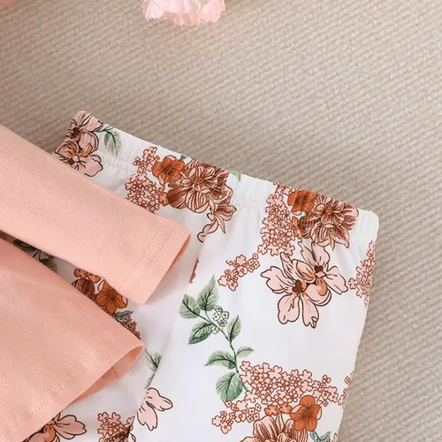 Vista 5 de Conjunto de pantalones florales de manga larga para bebés y niñas pequeñas para otoño e invierno