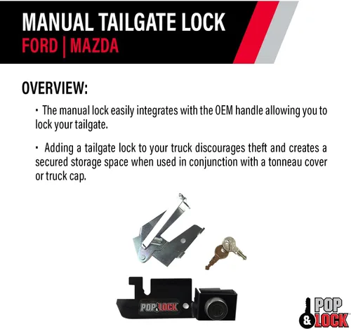 Vista 4 de Pop & Lock PL2300 Cerradura manual negra para portón trasero (funciona solo con mango de acero de fábrica)