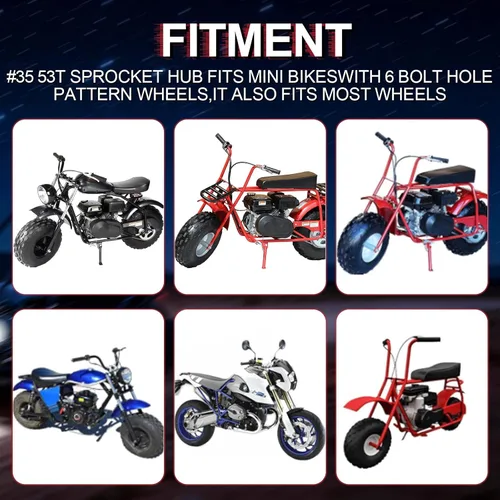 Vista 5 de Piñón dividido universal de cadena 35 de 53T con adaptador para Predator 212cc 196cc 79cc Go Kart Mini Bike CT200U-EX CT200U BT200X CT100U MB200