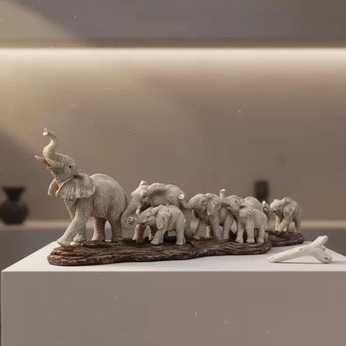 Vista 2 de Comfy Hour - Estatua decorativa de elefante africano extra grande de 15.55 pulgadas, escultura realista de resina de vida silvestre de safari