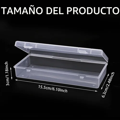 Vista 2 de WLLHYF Paquete de 3 recipientes de almacenamiento pequeños de plástico con tapas con bisagras, caja rectangular de plástico transparente
