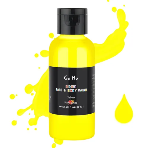 Vista 16 de Go Ho Pintura facial y corporal negra líquida (2.1 onzas), maquillaje negro a base de agua y pintura corporal para aerógrafo maquillaje especial FX