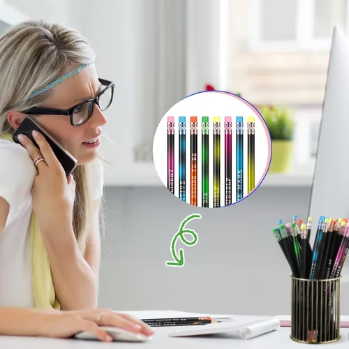Vista 6 de Epakh 100 lápices inspiradores que cambian de color a granel con borrador, bolígrafos de madera HB, regalo para niños, regalo de regreso a clases