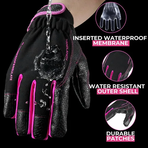 Vista 10 de HANDLANDY Guantes de trabajo aislados, guantes térmicos de invierno impermeables para hombres y mujeres