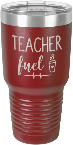 Vista 12 de TEACHER FUEL Vaso negro de 30 onzas con popote y tapa superior deslizante Taza de viaje de acero inoxidable Comparar con Yeti Rambler