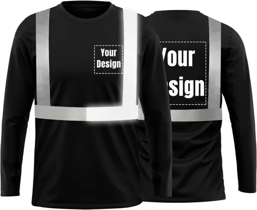 Vista 11 de La alta visibilidad reflexiva de las camisetas de la seguridad del logotipo de encargo Hola Vis de Verde neón