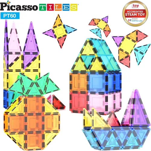 Vista 9 de PicassoTiles Paquete de 70 piezas de pista de carreras de canicas + 60 azulejos magnéticos, divertido y creativo, juguete sensorial educativo