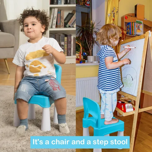 Vista 6 de burgkidz Silla de Plástico para Niños Pequeños, Silla para Niños Duradera y Ligera, Asiento de 9.3" de Altura, Uso en Interiores o Exteriores