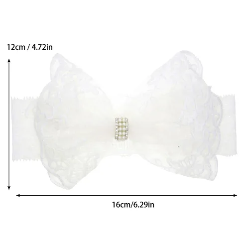 Vista 7 de Katutude Diadema de lazo de encaje para bebé, diadema de encaje blanco, accesorios para el cabello, accesorios para el cabello, lazos para bebés
