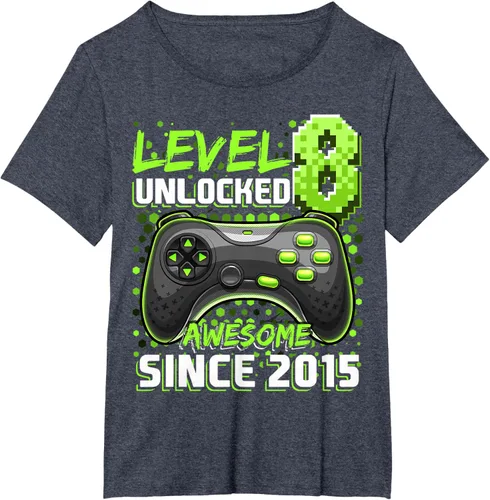 Vista 47 de Level 8 Unlocked Awesome 2015 Video Game 8th Birthday Boy T-Shirt, Negro