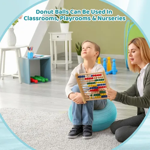 Vista 4 de Lewtemi - Asiento flexible para aula de 20 pulgadas, silla de bola de yoga inflable grande tipo dona, silla de ejercicios con cojín y asiento