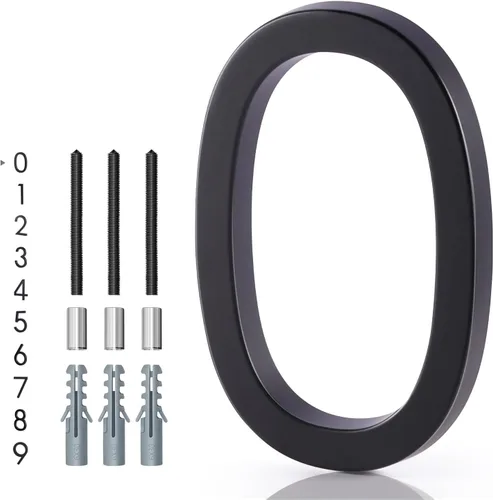 Vista 15 de Números de casa de 5 pulgadas para exterior, dirección de metal número 8, diseño moderno, acabado con recubrimiento en polvo negro resistente a