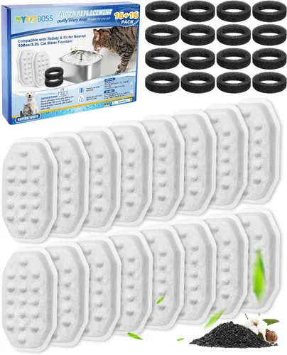 Vista 10 de Repuesto de filtro de fuente de agua para gatos compatible con Rellaty de acero inoxidable de 108 oz/3.2 L, dispensador automático de agua