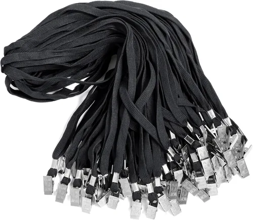 Vista 9 de Marspark 10 piezas de cordón a granel para tarjetas de identificación, cordón de cuello plano con gancho giratorio y clip, accesorio duradero