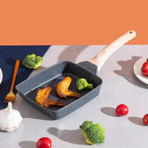 Vista 7 de Sartén antiadherente de granito para tortillas – Sartén para panqueques y olla de huevos saludable adecuada para estufa de gas, sartén versátil