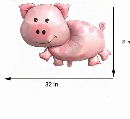 Vista 4 de 6 globos de papel de aluminio de animales de granja, cerdo, vaca, caballo, burro, globo de Mylar para animales de granja, temática de suministros