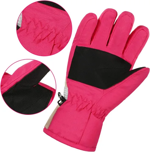 Vista 4 de Guantes de esquí de nieve impermeables para niños, guantes de snowboard para niños y niñas, guantes de nieve cálidos