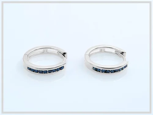 Vista 4 de Dazzlingrock Collection - Pendientes de aro pequeños de 0,18 quilates (14 quilates, oro blanco)