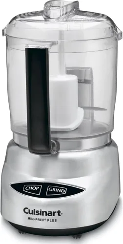 Vista 2 de Cuisinart Mini Prep Plus - Procesador de alimentos, 4 tazas, acero inoxidable cepillado y batidora de mano HM-50 Power Advantage de 5 velocidades