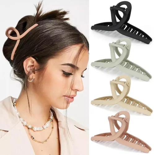 Vista 27 de Pinzas para el cabello grueso, paquete de 4 pinzas de gelatina extra grandes para mujeres, accesorios para el cabello de 4.75 pulgadas para mujeres