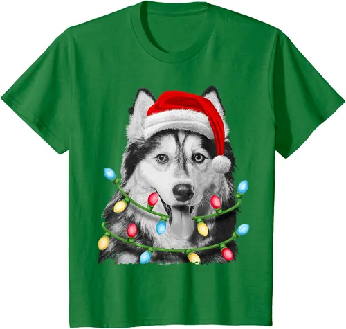 Vista 31 de Camiseta para niños con diseño de hachís siberiano con luces de árbol de Navidad Negro