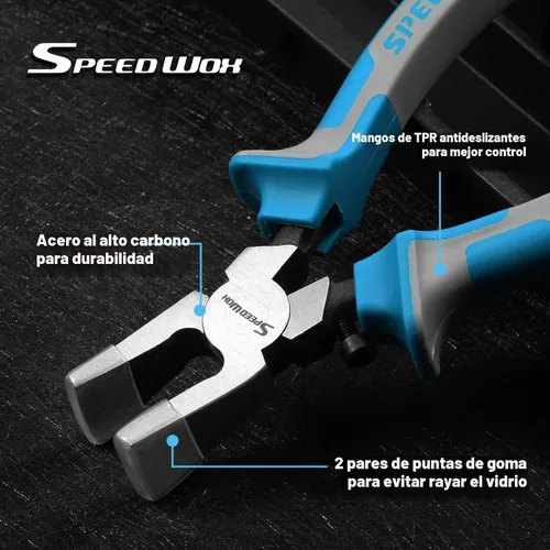 Vista 3 de SPEEDWOX Juego de 2 alicates para correr de vidrio y romper alicates Grozer, 2 piezas con 2 pares de puntas de goma, alicates profesionales