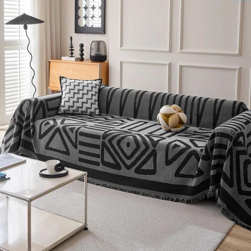 Vista 29 de HANDONTIME Fundas de Sofá Sillón Funda de Sofá Boho para Perros Caqui Funda de Sofá con Borlas Silla Reclinable Funda de Futón Lavable 1 Cojín Sofá