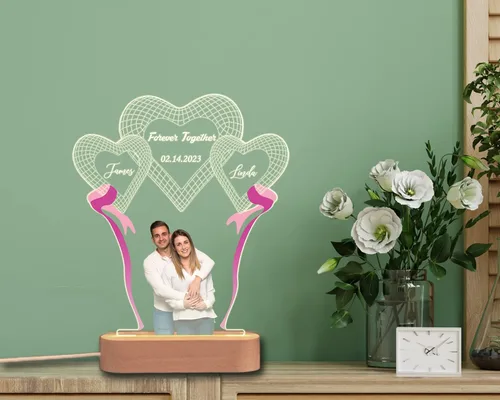 Vista 4 de Luz nocturna personalizada para parejas, regalo personalizado para el día de San Valentín para ella, lámpara con foto, luz nocturna de foto