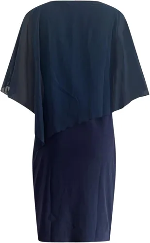 Vista 5 de Vestido de capa para mujer, talla grande, con cuello en V y diamantes de imitación, superposición de gasa, vestido de tubo bodycon para boda, cóctel