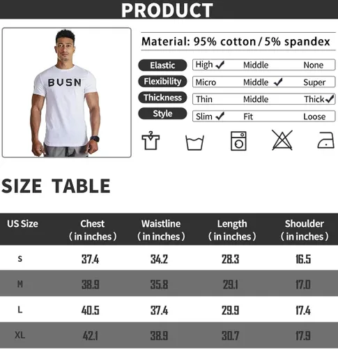 Vista 6 de BVSN - Camiseta para hombre, diseño de musculación, fitness, manga corta, para entrenamiento
