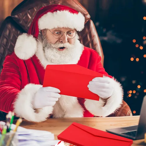 Vista 4 de Outus Kit de 100 sobres de Navidad para escribir cartas a Papá Noel, sobres de Navidad con papel de carta, sobres autoadhesivos, lista de deseos