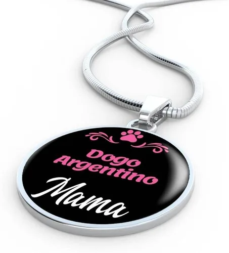 Vista 5 de Express Your Love Gifts Dogo Argentino - Collar con colgante circular de acero inoxidable o oro de 18 quilates, 18-22 pulgadas, colgante de perro