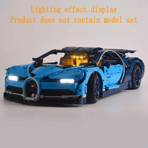Vista 7 de GEAMENT Kit de luces LED versión mejorada para Technic Bugatti Chiron – Compatible con el modelo de construcción de autos de carreras Lego 42083