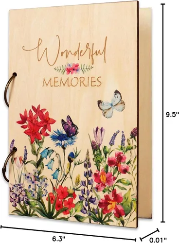 Vista 10 de Giiffu - Libro organizador de tarjetas de felicitación, carpeta de madera para tarjetas de felicitación Álbum de recuerdo de tarjeta de cumpleaños