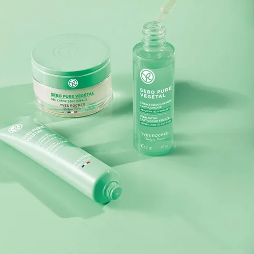 Vista 5 de Yves Rocher Sebo Pure Vegetal Reequilibrante Antioxidant Essence Suero Orgánico Combinación y Solución para Piel Grasa - 1.0 fl oz. / 1 onza líquida