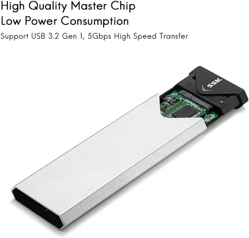 Vista 7 de SSK USB 3.2 Gen1 de aluminio a M.2 SATA NGFF SSD adaptador lector