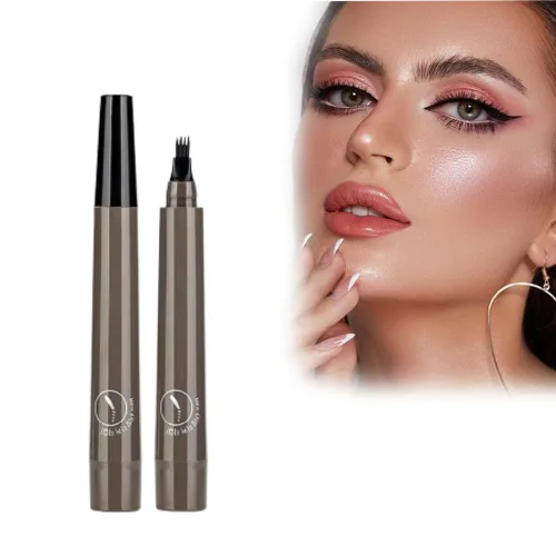 Vista 9 de Lápiz de microblading para cejas, 2024 NUEVO Lápiz de tatuaje mágico para cejas 4 puntas de horquilla, crea cejas naturales tipo cabello, lápiz