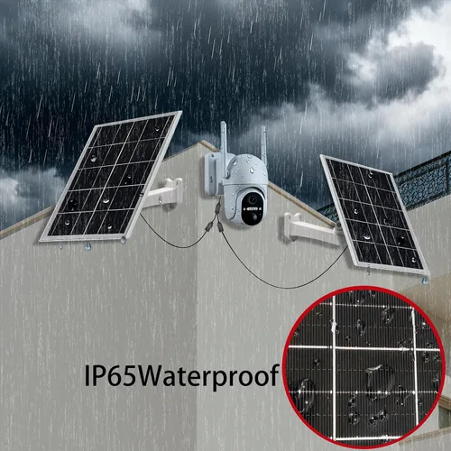 Vista 7 de Panel solar de 5 V y 16 W, paquete de 2 unidades IP65 impermeable con puertos USB-C/Micro USB/CC, cable de 9.8 pies para teléfono/banco