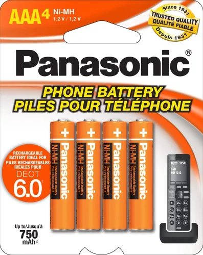 Vista 6 de Panasonic HHR4DPA - Baterías recargables AAA NiMH originales para teléfonos inalámbricos DECT, paquete de 2, naranja