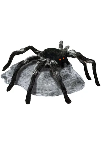 Vista 2 de Decoración Animatrónica de Araña Negra Saltarina de 36 Pulgadas Multicolor