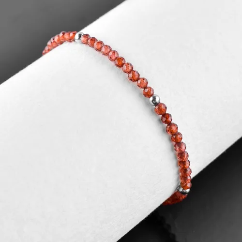Vista 3 de Pulsera delicada de microcuentas de piedras preciosas naturales para mujer, joyería hecha a mano, cristales curativos de chakras, cadena de plata