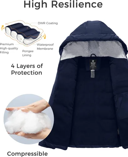 Vista 3 de Wantdo Chaqueta acolchada de invierno para mujer abrigo de invierno grueso chaqueta acolchada cálida con capucha
