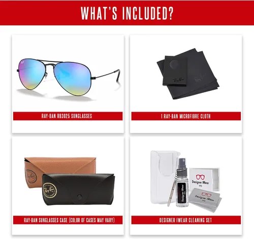 Vista 14 de Ray-Ban RB3025 - Lentes de sol de aviador de metal para hombre y mujer + paquete con kit de cuidado de gafas iWear de diseñador