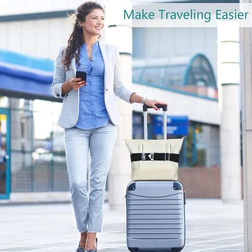 Vista 7 de Correas de equipaje 2 en 1, cinturón de viaje para equipaje sobre el asa para bolsa de transporte, correas elásticas ajustables para maletas, añadir