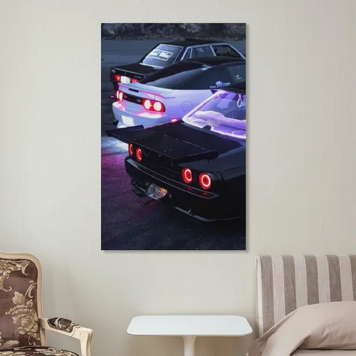 Vista 7 de Pósteres de coches JDM R35 rápidos y deportivos para decoración de pared de dormitorio, decoración estética para dormitorio de hombres, arte