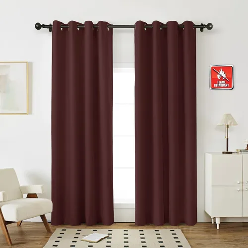 Vista 16 de Fcosie Cortinas ignífugas de 54 pulgadas de largo (2 paneles, beige), cortinas opacas 80% para dormitorio, sala de estar, cortina de oscurecimiento