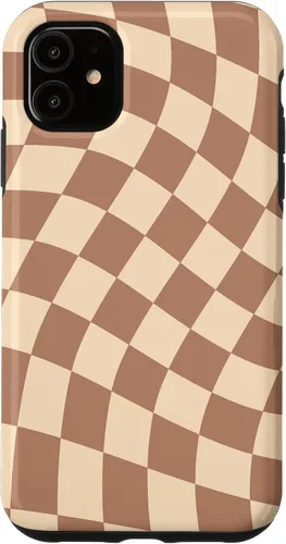 Vista 8 de iPhone 16 Brown Checkered Wavy Checkerboard Pattern Phone Case