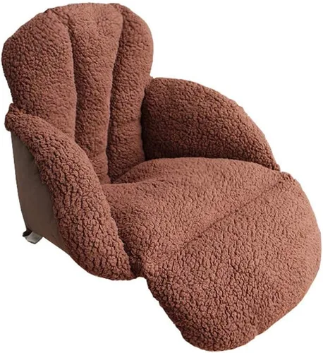 Vista 6 de Silla de oficina en casa, cojín para respaldo de cintura, cojín para asiento de coche, reclinable, lana de cordero cálida, cojín largo para adultos
