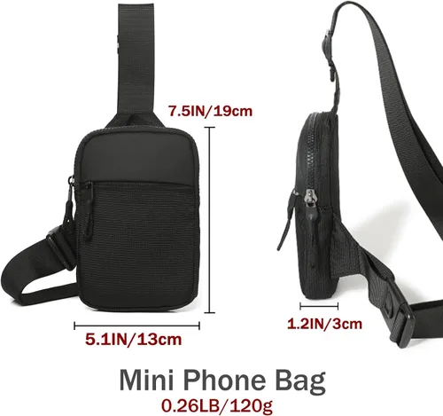 Vista 3 de Mini bolso bandolera para hombres y mujeres, bolso cruzado pequeño, riñoneras, bolso casual para teléfono en el pecho